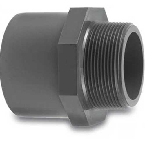 PVC Connector 75/63mm Glue - 21/2" Male Thread 16 Bar