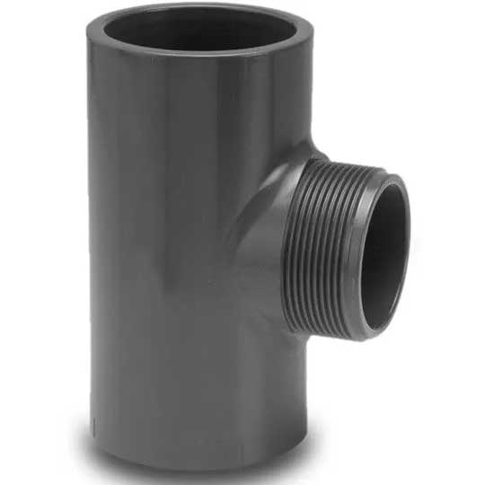 PVC 50mm Tee With 1 1/2" Male Threaded Branch 16 Bar Rated