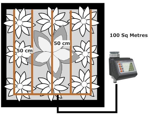 Border Drip Watering Kit 100 Square Metre 30 cm spaced drippers