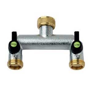 Brass Two Way Manifold With Taps 3/4" Male Thread