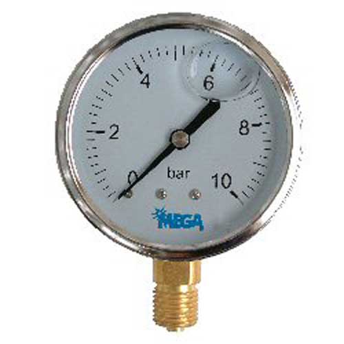 Pressure Gauge Glycerine Filled 0 - 10 Bar 1/4" BSP Bottom Inlet