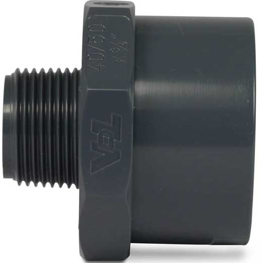 PVC Connector 20mm Glue - 1/2" Male Thread 16 Bar